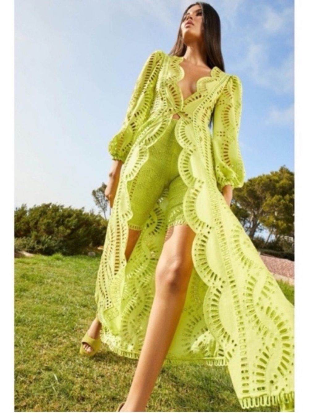 NWT Charo Ruiz Kelyk Kaftan Lime Punch Green